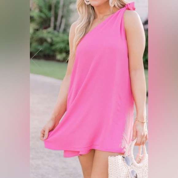 Pink Lily Dresses & Skirts - THRIVING ALL NIGHT MAGENTA ONE SHOULDER DRESS from Pink Lily size small